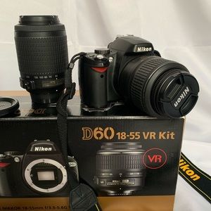 Nikon DSLR Camera D60 - two lenses 18-55 kit VR